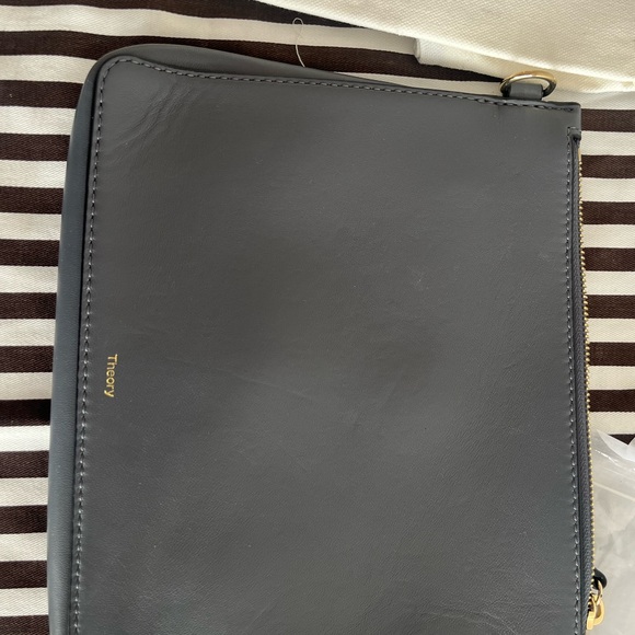 Theory grey Leather Crossbody Bag Clutch NWT - Picture 6 of 6